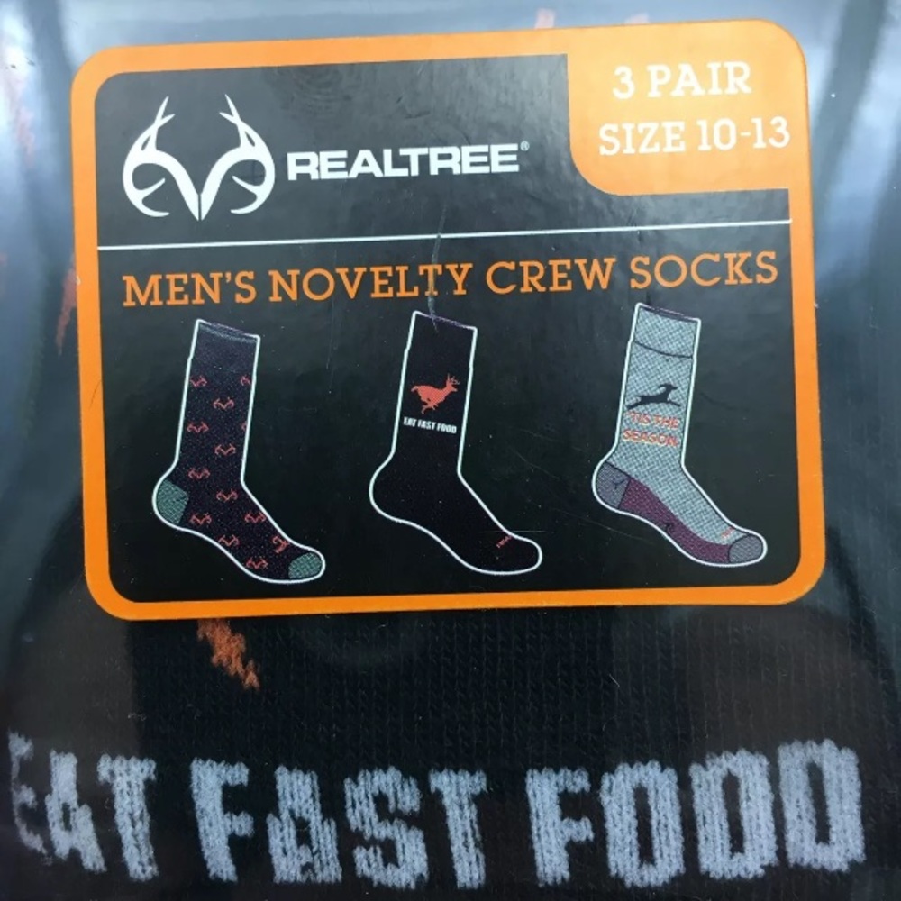 Realtree Novelty Crew Socks 3 Pk NWT Sz 10-13